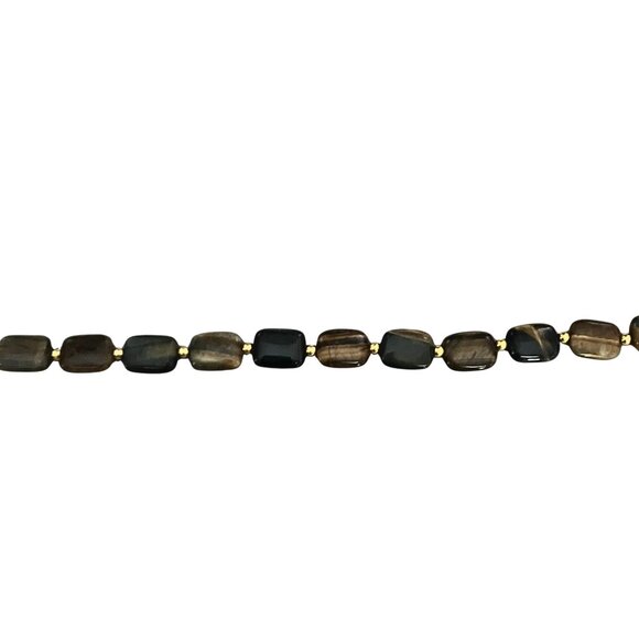 Polished Tiger’s Eye Jasper Signed Stauer Collar Statement Necklace Boho 17-19” - Picture 5 of 7